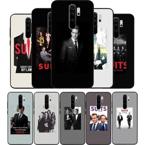 SUITS TV black Silicone Phone Case For Redmi note 8 7 Pro S 8T for redmi 9 7A Cover
