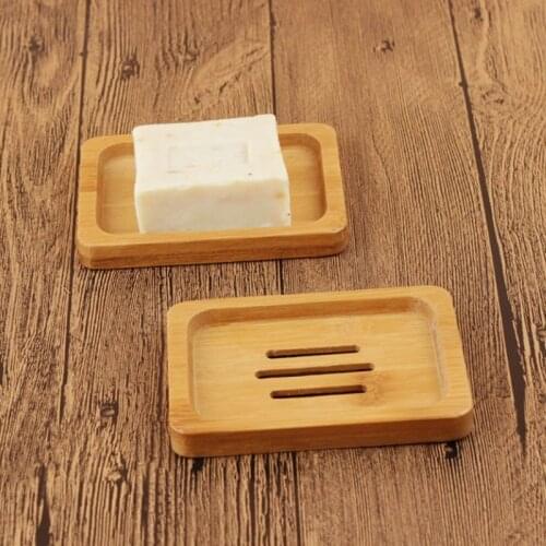 1PC Wooden Natural Bamboo Soap Dishes Tray Holder Storage Soap Rack Plate Box Container Portable Bathroom Soap Dish Storage Box