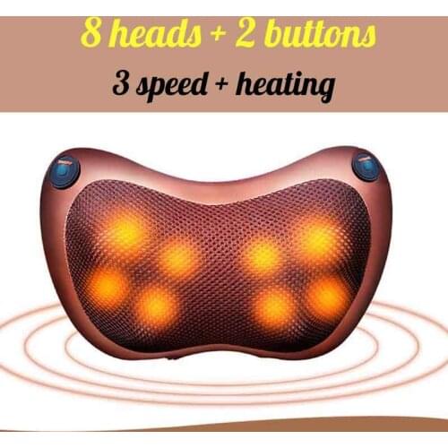Car Home 8 Rollers Electric Massage Pillow Neck Shoulder Back Body Massager Kneading Infrared Heating Therapy Shiatsu Cushion