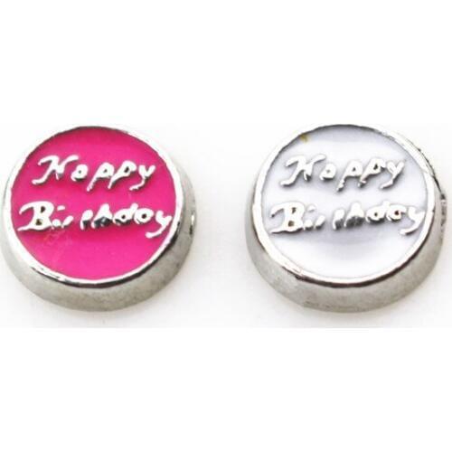 Hot Selling 30pcs Happy Birthday Floating Charms Living Glass Memory Floating Pendant Necklace Lockets Charms DIY Jewelry