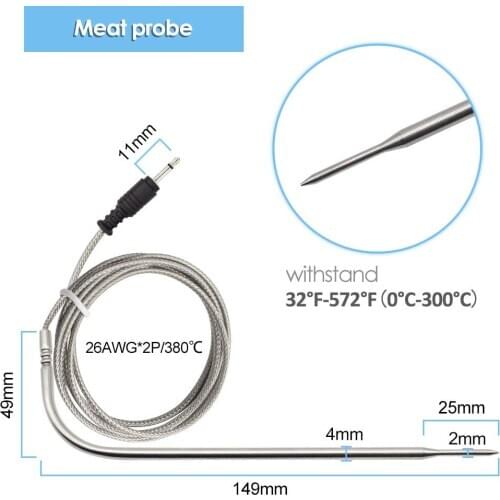Inkbird Food-Grade Meat Cooking Grilling Stainless Steel Probe Only for Wireless Home Use RF Thermomet IRF-2S Meat Probe