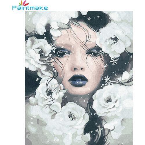 Paintmake Portrait DIY Paint By Numbers no frame Abstract Girl Canvas Painting Flowers For Home Room Decor Wall Art picture Gift