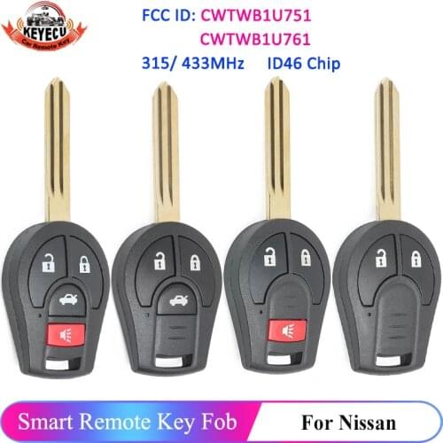 KEYECU 2/3/4 Button CWTWB1U751 315MHz 433MHz Remote Car Key for Nissan Rouge Armada Maxima Sentra Keyless 46 Chip CWTWB1U761