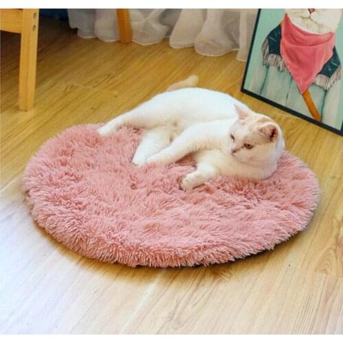 Round Pet Bed Kennel Mat Dog Cat Winter Warm Deep Sleeping Bag Long Plush Soft Fluffy Puppy Cushion Portable Mat Pet Supplies