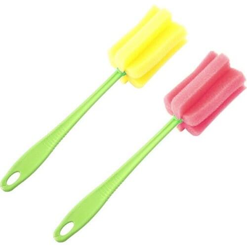 Kitchen Long Handle Cleaning Cup Sponge Brush Decontamination Bottle Vacuum Cup Brush Convenient Clean Tools Kitchen Accessories