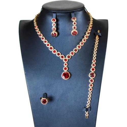 LAN PALACE new 5A cubic zirconia bridal jewelry sets Necklace/Earrings/Ring/Bracelet 4PCS for engagement free shipping