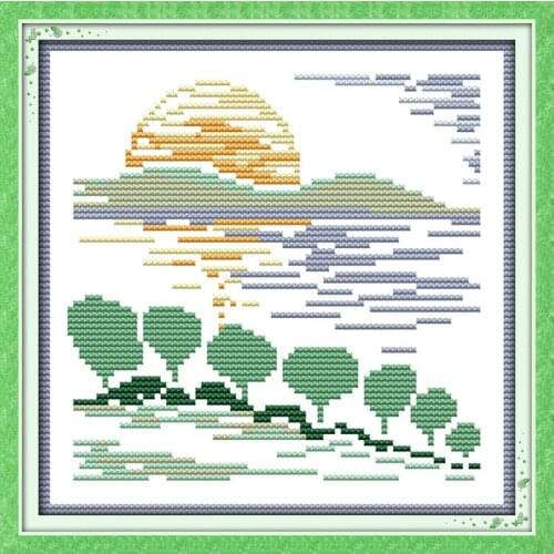 The four seasons' scenery-Spring cross stitch kit lanscape garden 14ct 11ct printed canvas stitching embroidery handmade plus