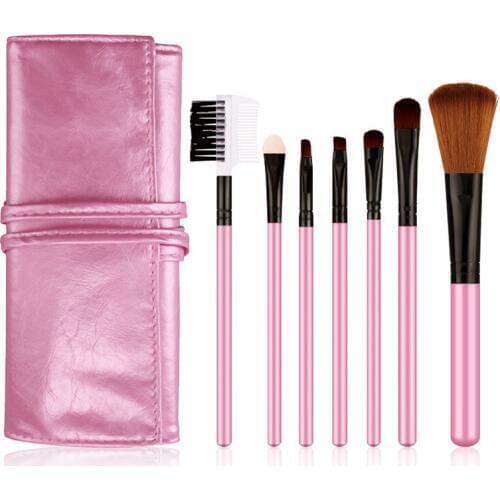 Wholesale 100sets of 7Pcs Makeup Brush Set Face Powder Foundation Blush Lip Brushes Beauty Eyelash Eye Shadow Eyebrow Brush Comb