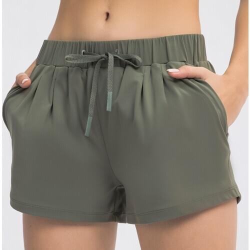 New Drawstring Naked-feel Workout Yoga Shorts Loose Breathable Outer Wear Running Training Fitness Shorts Sports Casual Shorts