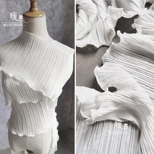 Pleated Chiffon Lace Trim Fabric White 18cm Wide DIY Patchwork Decor Collar Skirt Wedding Dress Designer Accessories