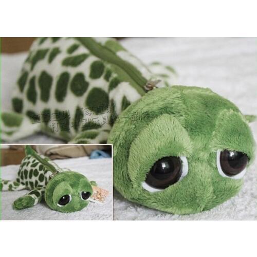 Plush toy cute 1pc 25cm creative big eye green turtle tortoise bag pencil case stuffed toy children gift