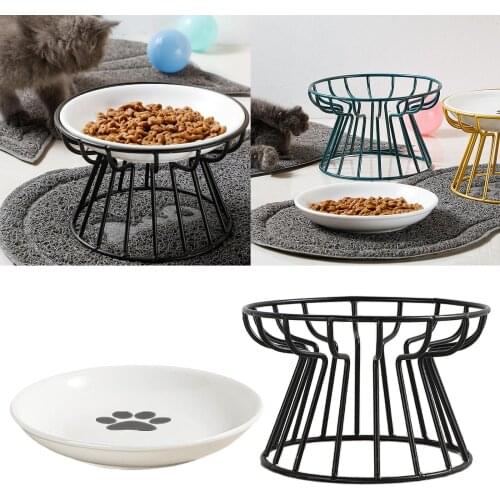 Elevated Feeder for Small Dog Cat Iron Bowl Stand Pet Food and Water Feeder Raised Pet Dog Feeder
