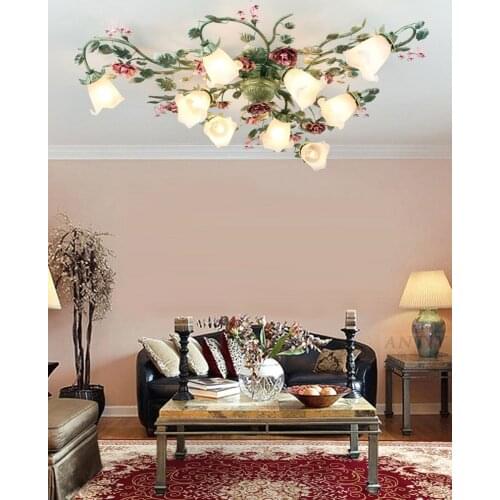 Nordic Flower Ceiling Lamp Modern Ceramic LED Ceiling Lights Artic Living Room Lighting Bedroom Hotel Decorative Lamps Plant