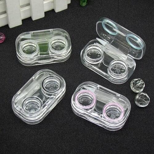 Practical Mini Transparent Portable Contact Lens Case With Rubber Band For Travel Kit Holder Contact Lenses Box