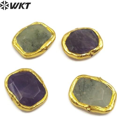 JF309 WKT Simple Design Irregular Shape Connector Natural Grape Stone With Golden decoration Suitable For Women To Make