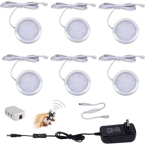 LED Under Cabinet Lighting 3/4/6/8/10 Pcs Dimmable Puck Lights with RF Remote Control for Kitchen Count Closet Wardrobe Light