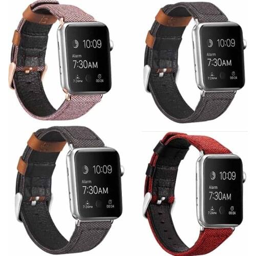 Series 5 4 3 2 1 Fabric leather loop strap for apple watch bands 42 44 iwatch 6 SE wristband for iwatch band 38mm 40mm bracelet