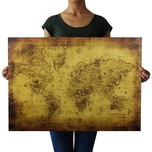 Retro Poster World Map Poster Wallpaper Sticker Wallpaper Art Poster Retro Paper 72.5 * 51.5cm