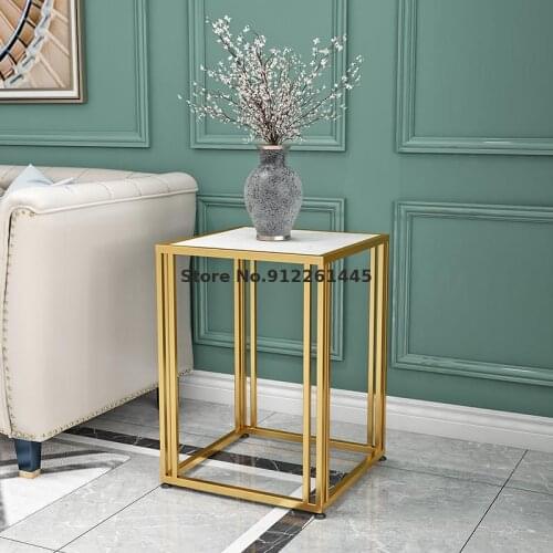 Nordic Living Room Marble Sofa Side Cabinet Net Red Small Tea Table Small House Corner Table Simple Bedside Table Square Table