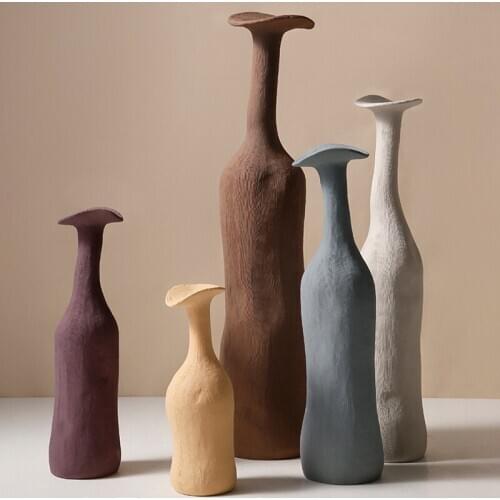Modern Fashion Creative Ceramic Vase Minimalist Morandi Colored Model Room Home Decorations Nordic Style Sculpture Art A