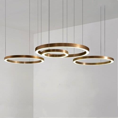 Modern Circle LED Chandelier lighting Designer Round Suspension For Hall/Living Room Gold LED Lamp
