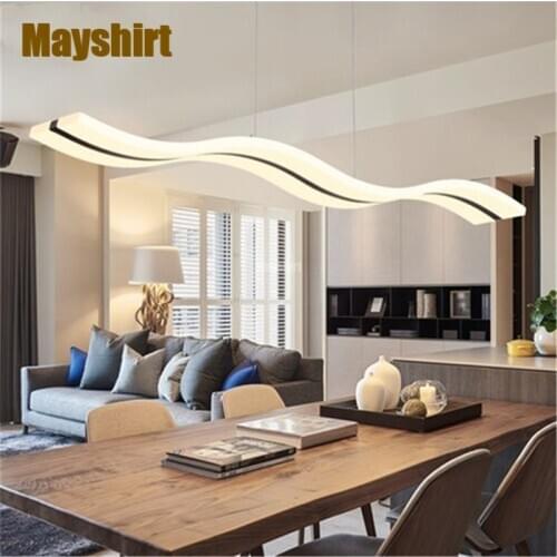 Modern Led Acrylic Wave Living Room Pendant Light Creative Bedroom Kitchen Hanging Lamps Simple Bar Dining Room Light Fixtures