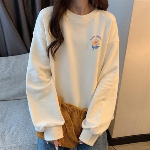 Hoodies Women Japanese Simple Retro Long Sleeves Printed Sweet Girls Candy Colors Cute Leisure Popular Autumn Loose Sweatshirts