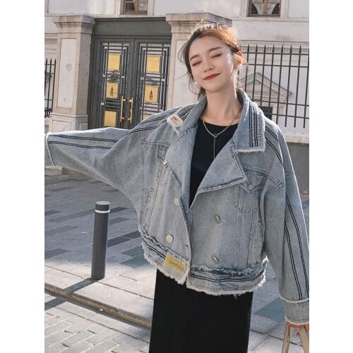 Korean version of the school season loose student wild net red jacket top Denim jacket female short section new autumn clothing