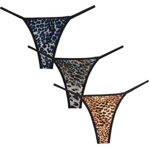 Women Leopard Brazilian Tangas Bikini Thong Stretch Charm Soft Panties Lingerie