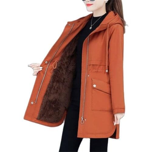 Women Parkas 2021 New Female Plus Velvet Thickening Hooded Winter Jacket Womens Cotton Padded Coat Plus Size Overcoat 4XL D1153