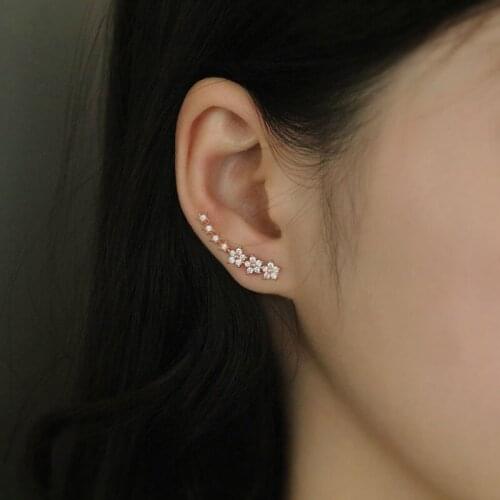 Vintage Crystal Flower Geometry Ear Clip Gold Color Star Cuff Earrings For Women Non Pierced Clip On Women Earrings Jewelry