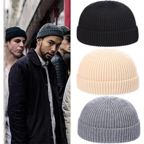 Female Wool Knitted Beanie SkullCap Hip Hop Hat Adult Men Beanie Winter Warm Beanies Casual Short Thread Elastic Docker Hats