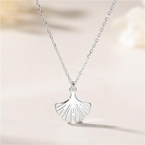 LKE13 Sterling Silver 925 Apricot Leaf Necklace for Women Silver 925 Sterling Silver 925 Jewelry