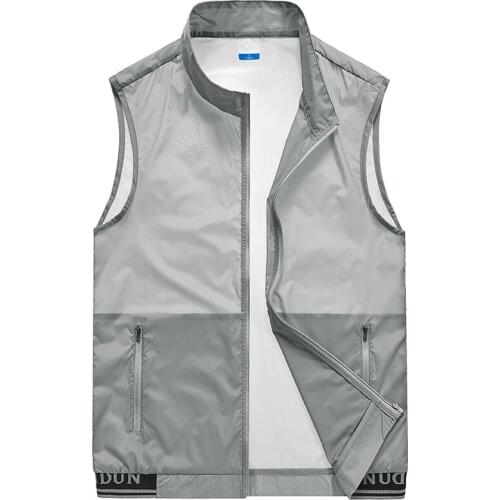 Mens Waistcoats Mens Summer Sleeveless Ultra-thin Waistcoat Vest Fashion Breathable Outerwear Casual Sunscreen Vest Jacket Male