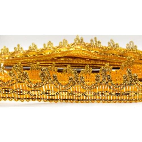 50 meters Braid Lace Shiny Gold Ribbon Lace 3cm Gold Trims Gold Sewing Band for clothing accessories dance dress