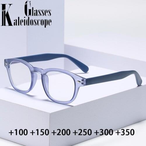 +1.0 1.5 2.0 2.5 3.0 3.5 New Reading Glasses Men Women Retro Spectacles Square Eyeglasses Vintage Glasses Matter Frame Blue