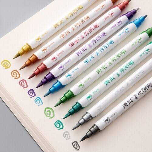 10 Colors Dual Tips Metallic Marker Pearl Color Art Markers art metallic brush Pen twin Brush Marker Pen drawing pen set