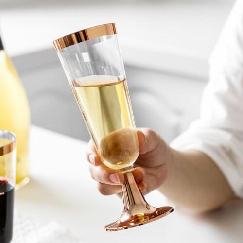 150ml 5oz Disposable Champagne Glass Dessert Container Party Plastic Cups Wedding Birthday Party Favor Supplies 24pcs DEC657