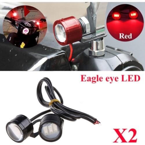 2 Pcs Motorcycle Rearview Mirror Eagle Eye Flash Strobe 3LED Motorcycle Signal Light DRL White/Red Night Safety Signal Lights