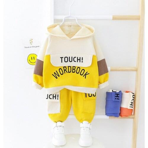 Baby Boy clothes Cotton 2pcs Baby Clothes Fashion Cartoon Alphabet Printing Casual Sports Hooded Sweater Suit Baby Clothes Boy