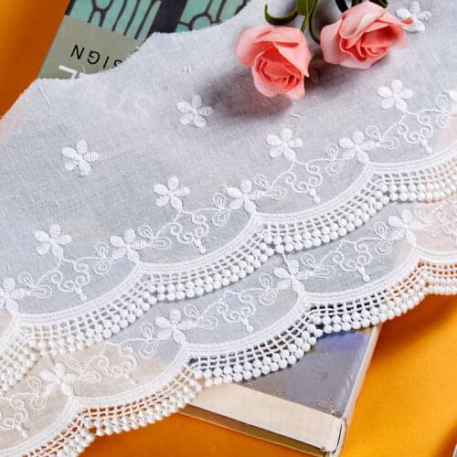 2yard*15cm white embroidery cotton lace cloth home decoration cloth/curtain cotton lace X422