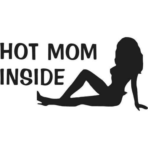 20.3CM*10.2CM Hot Mom Inside Decals Sticker Sexy Woman Truck Car Stylings And Sticker Accessories Black Sliver C8-1117