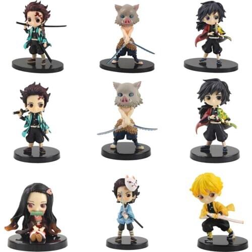 3pcs/set Q Posket Demon Slayer Kimetsu No Yaiba Figures Kamado Tanjirou Nezuko Giyuu Inosuk Agatsuma PVC Model Toys Dolls