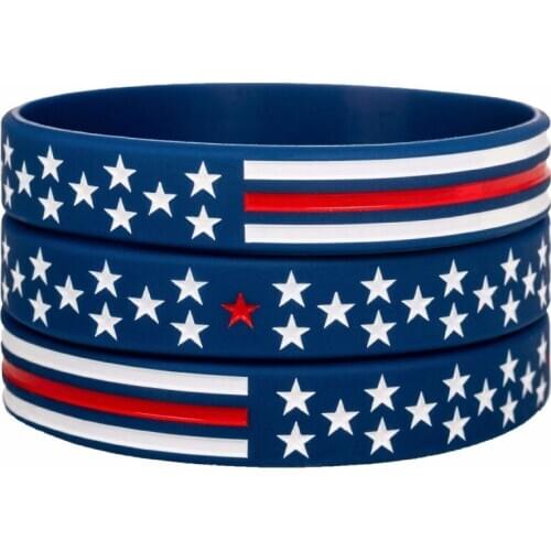 300pcs Power of Faith with American Flag Blue Thin Red Line Silicone Wristbands Bracelets Free Shipping by DHL