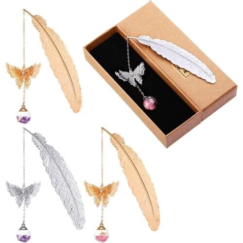 4 Pcs Metal Feather Bookmarks, Graduate Student Reading Page Markers Bookend Pendant Bookmark Beautiful Metal Bookmark