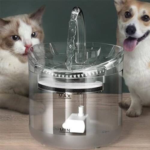 2L Automatic Cat Water Fountain With Faucet Dog Water Dispenser Transparent Filter Drinker Pet Sensor Drinking Feeder