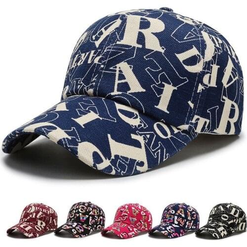Fashion Cotton Baseball Cap Luxury Letter Flower Printing Curved Brim Hip Hop Hat Leisure Outdoor Sports Sun Protection