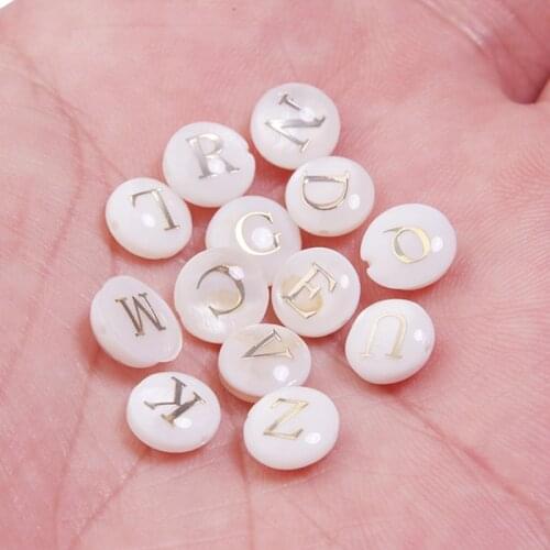 5pcs/Lot 8mm Alphabet Initial Letter Beads Handmade Freshwater Shell Beads For DIY Earring Bracelet Necklace Jewelry Beads