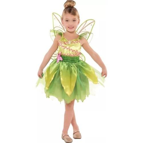Reneecho Girls Tinker Bell Costume Halloween Costume For Kids Green Tinkerbell Fancy Dress