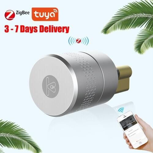 AIRBNK M500 Tuya Smart Door Lock Cylinder Fingerprint Smart Lock Bluetooth Zigbee Wireless Door Lock Smart Home Network Control